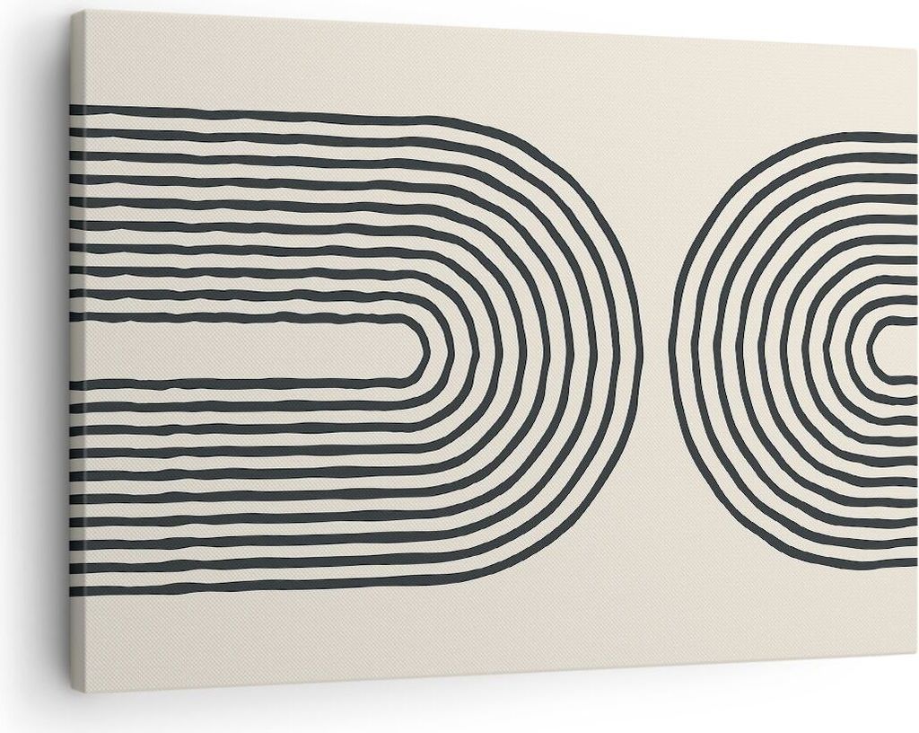 Bild auf Leinwand - Leinwandbild - Einteilig - Linien Oval Minimalismus - 70x50cm - Wand Bild - Wanddeko - Wandbilder - Leinwanddruck - Bilder - Wa...