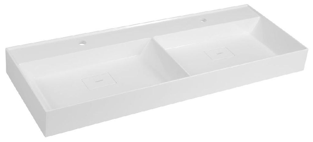 GODIVA Gussmarmor-Doppelwaschtisch 119x44cm, weiß