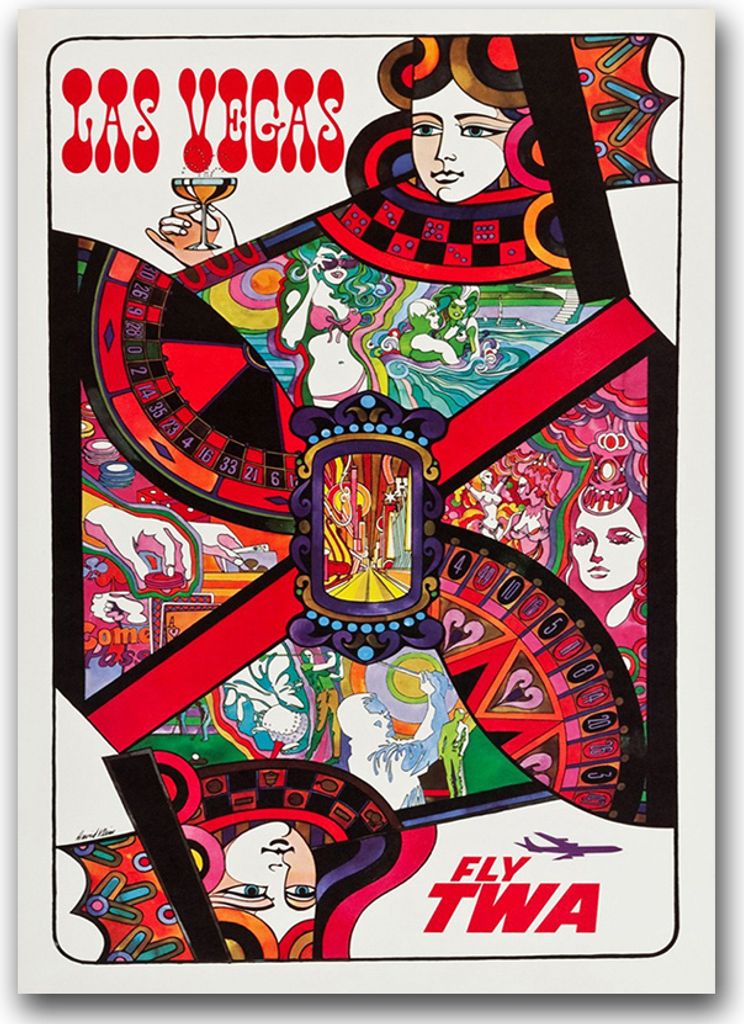 Poster - Canvas - Leinwand - 59,4 cm x 84,1 cm - Fotoposter - Leinwandkunst - Fly TWA Las Vegas
