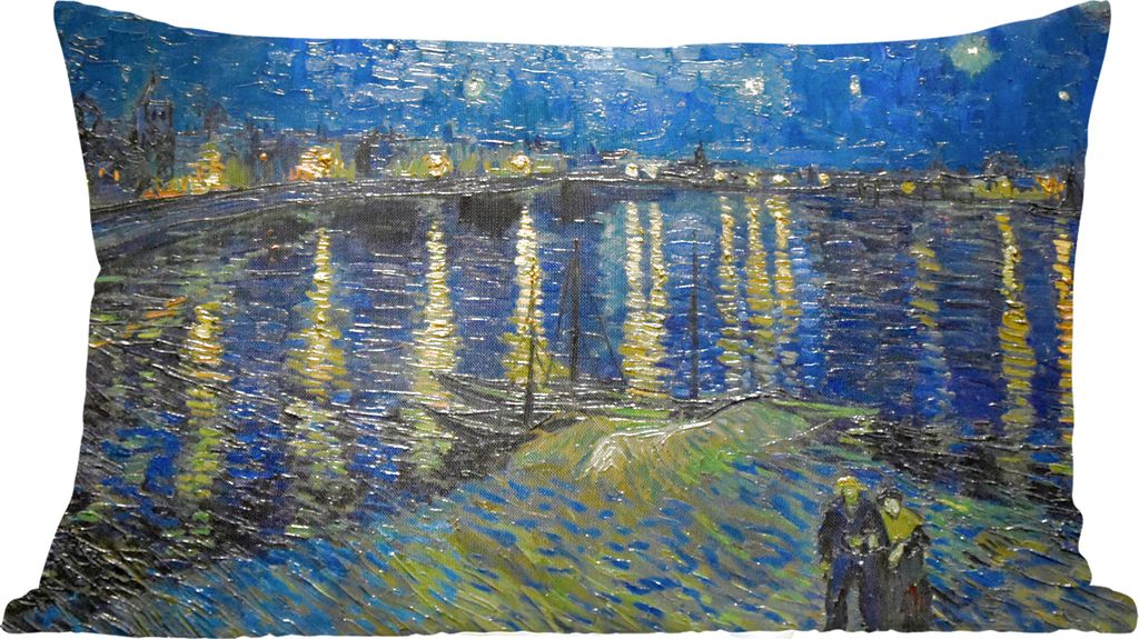 MuchoWow Zierkissen Sofakissen Wohnzimmer Dekokissen 60x40 cm Van Gogh - Brücke - Alte Meister - Kopfkissen - Polster mit Foto