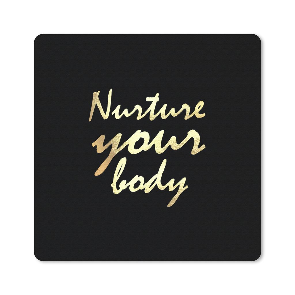 MuchoWow Mauspad Mousepad Zitate - Gesund - Gold 20x20 cm - Mousepads - Maus Mat - Pad - Mausunterlage - Desk Mat - Bureauartikeln