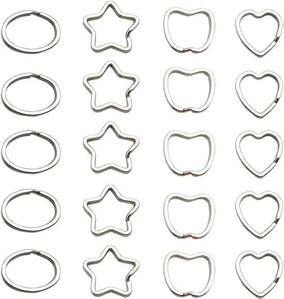 Anneaux de Porte-clés Fantaisie en Fer - Assortiment de 20 Pièces