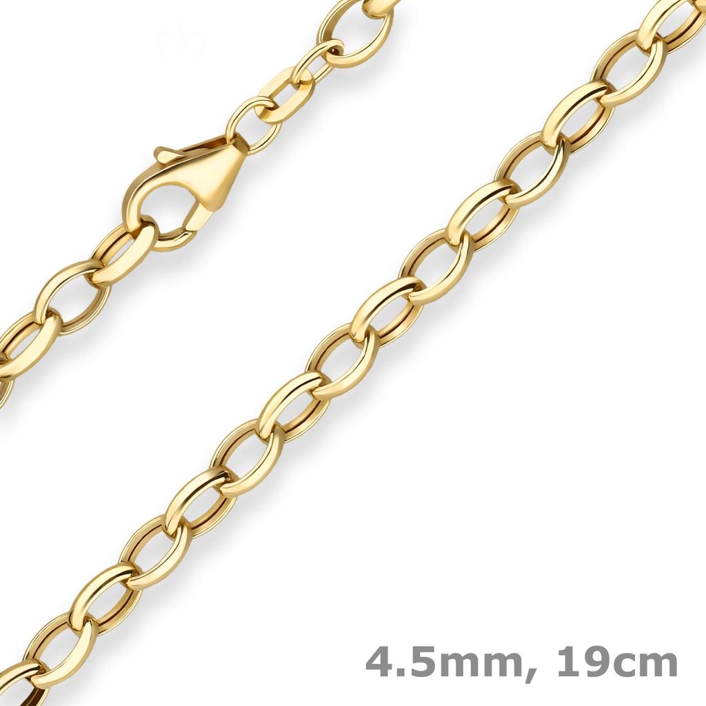 4,5mm Armband Erbskette Goldarmband Armschmuck aus 585 Gold Gelbgold 19cm