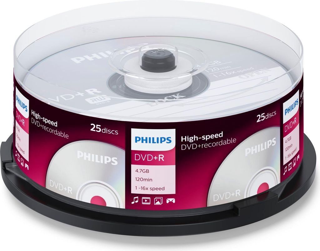Philips DVD-Rohlinge, 120Min, 4.7GB, Speed 16x, Spindel (25 Image du produit 