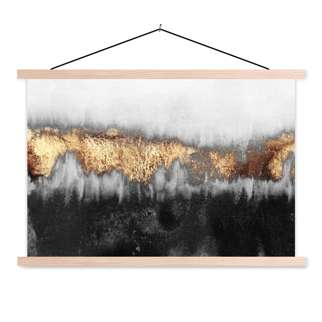MuchoWow Textilposter Gold - Chic - Abstrakt 60x40 cm mit holzfarbenen Rahmen - Bilder