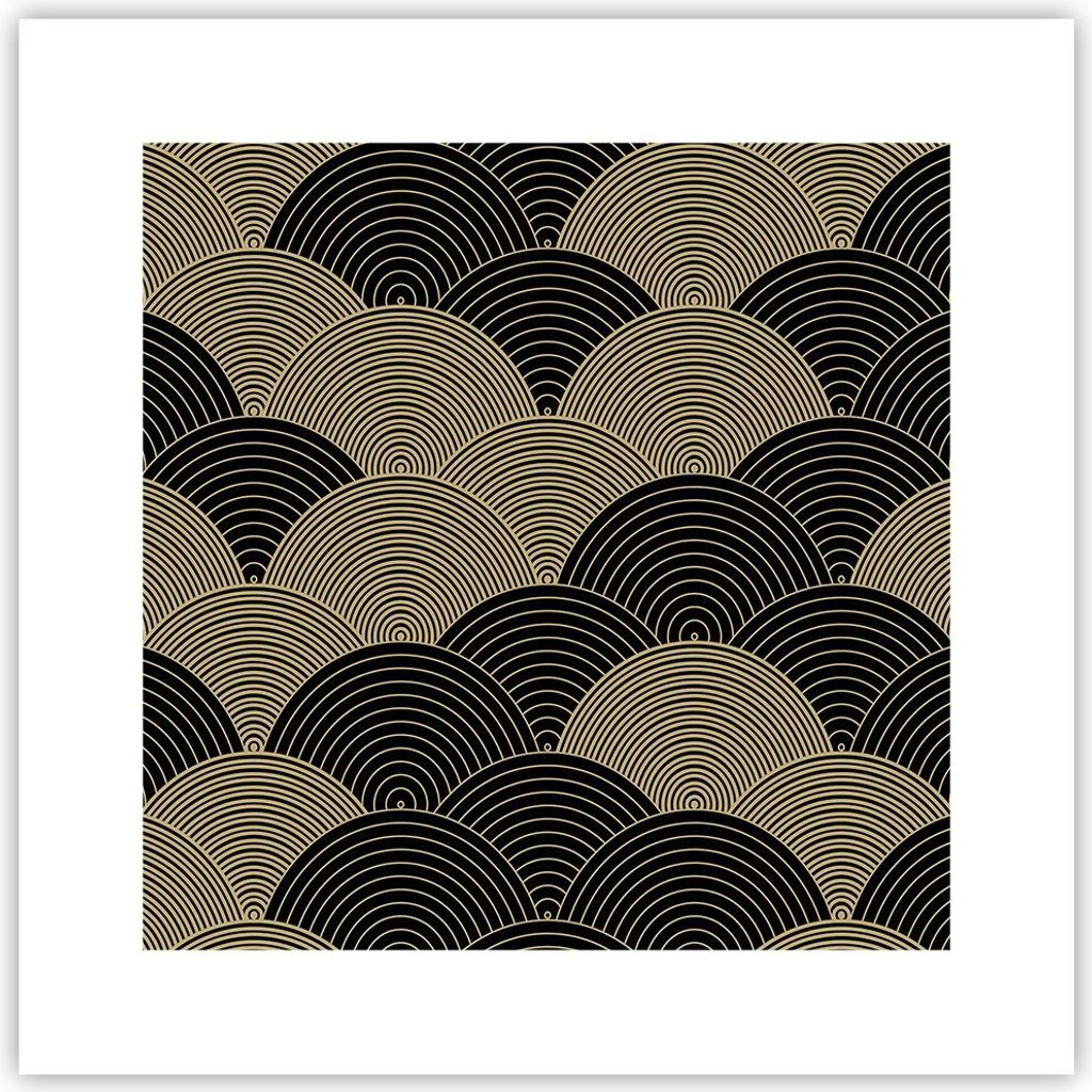 Poster - Poster ohne Rahmen - Schwarz und Gold Kreise Grafiken - 30x30 cm - Wand Bild - Wanddeko - Wandbilder - Kunstposter - Wandposter - Bilder -...