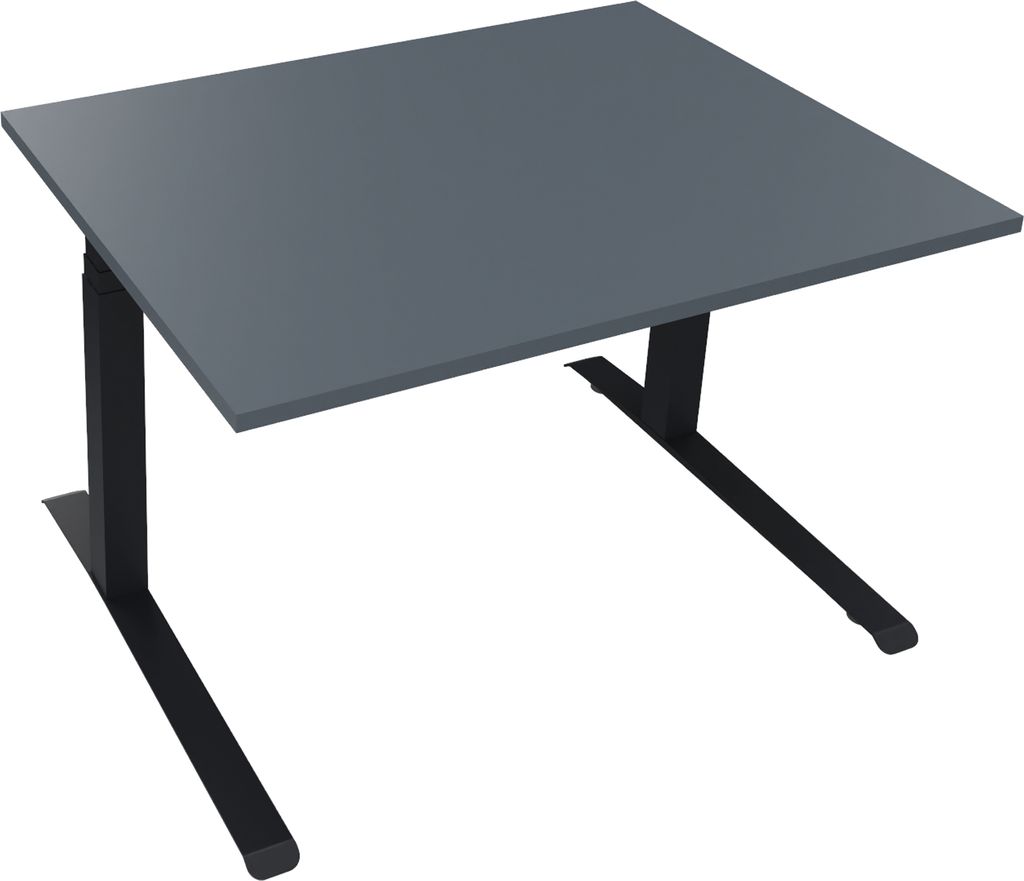 Sitz-/Stehtisch Kufe Doppels. Quad. B1200xT900xH645-1275 an/Lavagrau