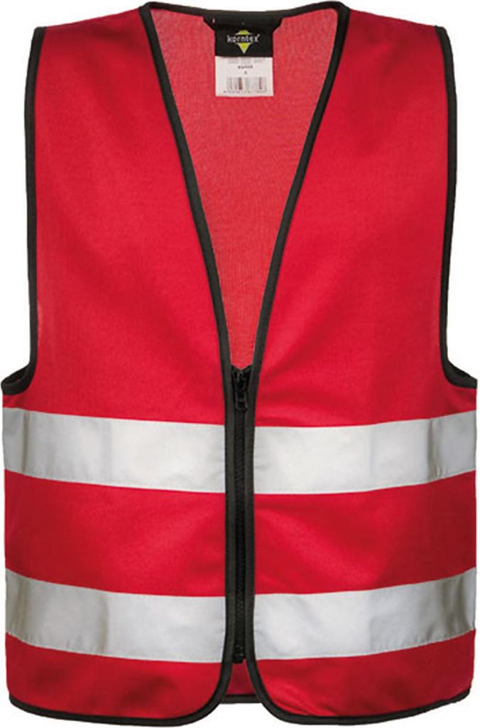 Korntex KWRX | Kinder Safety Vest for Kids with Zipper EN1150 - Farbe: Red - Größe: XXS (3/4 years)