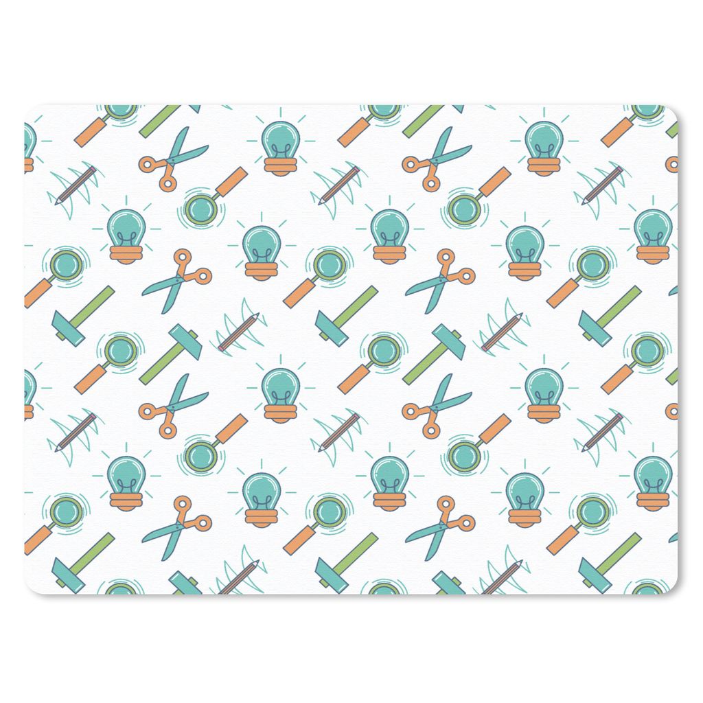 MuchoWow Mauspad Mousepad Schere - Bleistift - Schablonen 23x19 cm - Mousepads - Maus Mat - Pad - Mausunterlage - Schreibtischunterlage - Mauspad