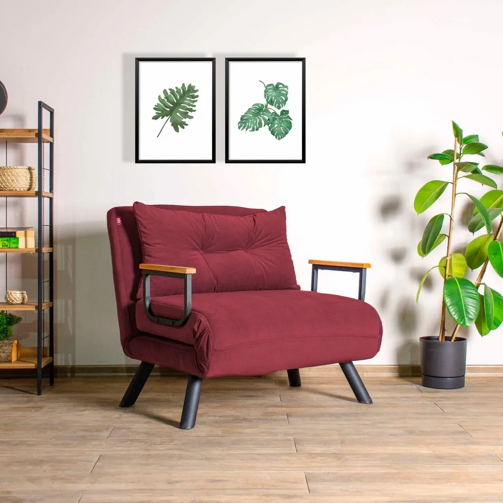 Canapé-lit 1 place marron Sando en tissu polyester durable 67x78 cm