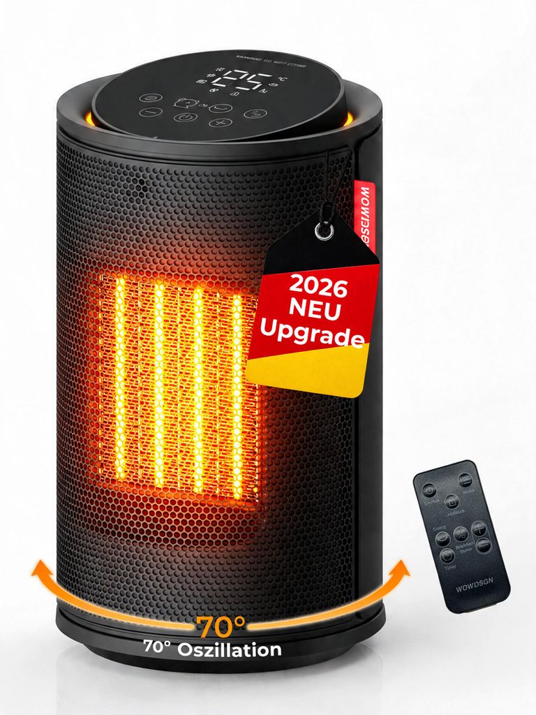 WOWDSGN Tragbarer Keramik-Heizlüfter 1500W PTC, Produktbild 