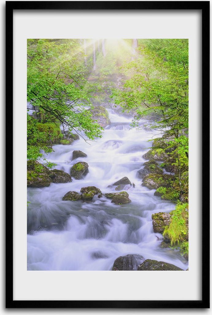 Bild - Bilderrahmen - 40 cm x 60 cm - MDF - Rahmen - Wandkunst - Gebirgsbach