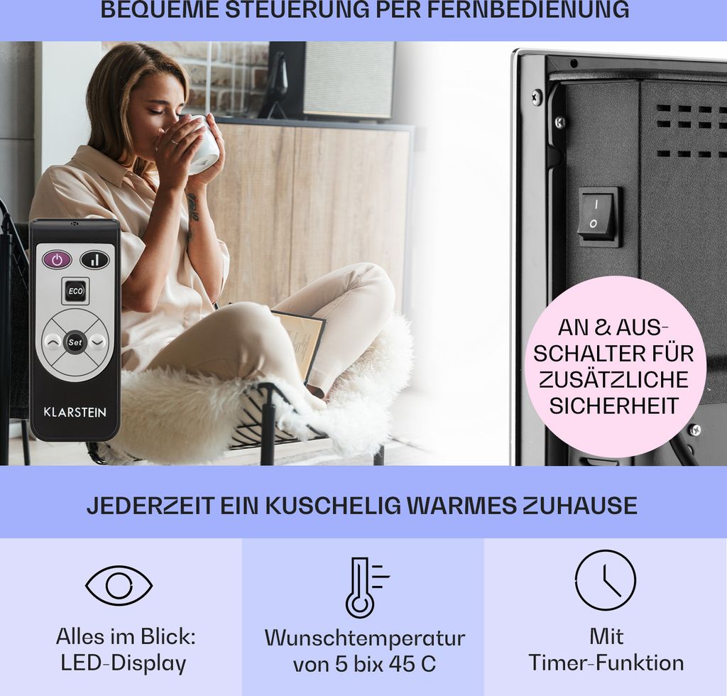 Klarstein Elektroheizung, Konvektor-Heizung mit Produktbild 3