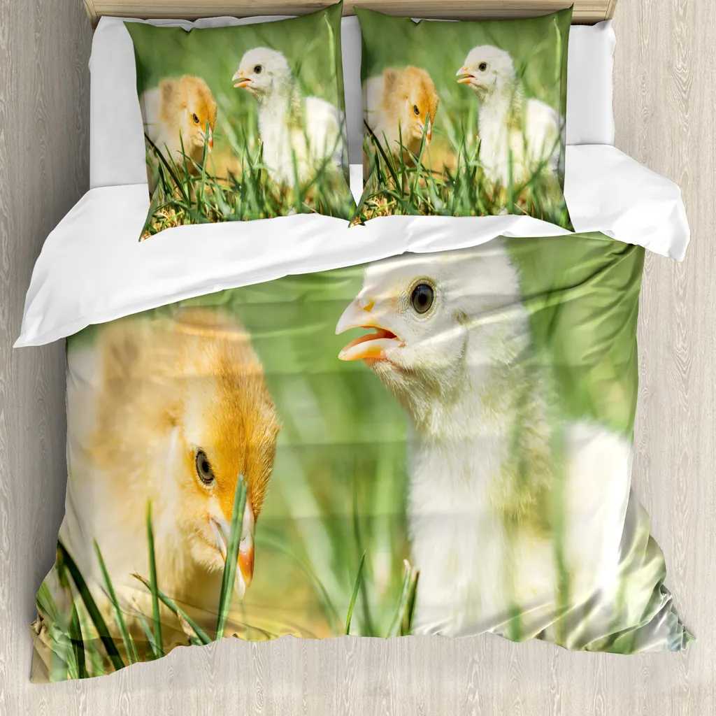 Linge de lit pour personnes allergiques 155x220 cm motif poussins HD