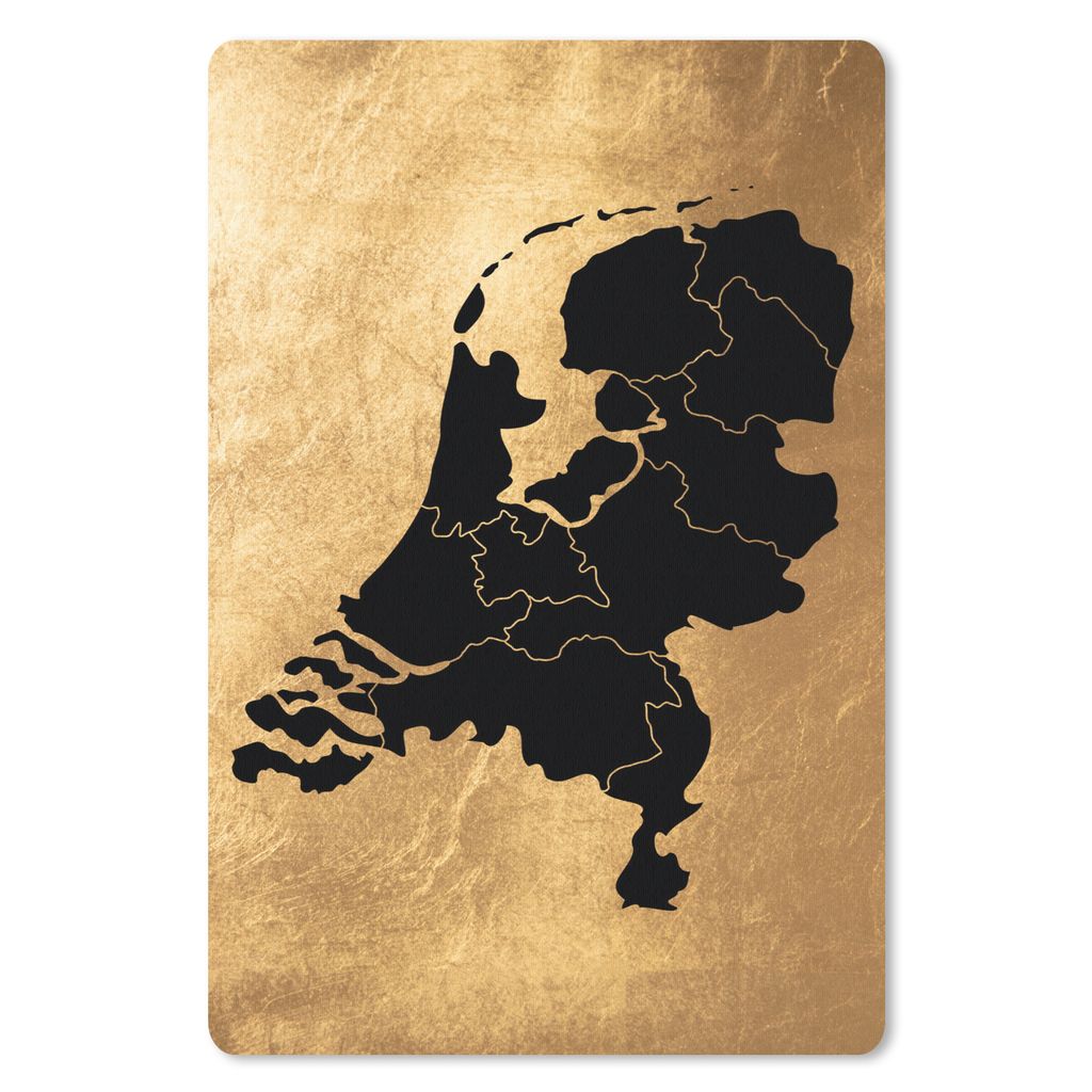 MuchoWow Mauspad Mousepad Karte Niederlande - Schwarz - Gold 18x27 cm - Mousepads - Maus Mat - Pad - Mausunterlage