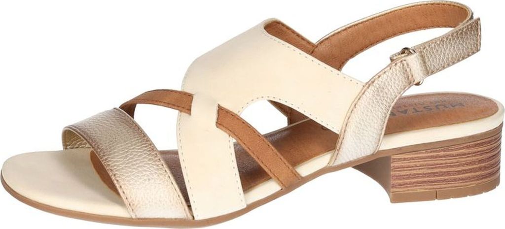 Mustang Damen Sandale mit Klettverschluss und Blockabsatz pflegeleicht 1494-802, Größe:39 EU, Farbe:Beige