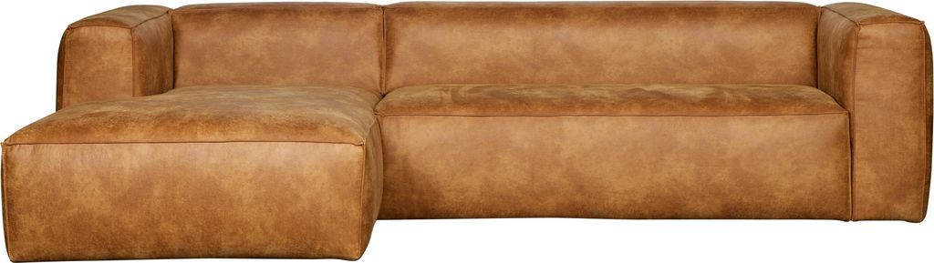 WOOOD Bean Ecksofa Links Cognac - 4-Sitzer Sofa Recycle-Leder 73x305x96 cm