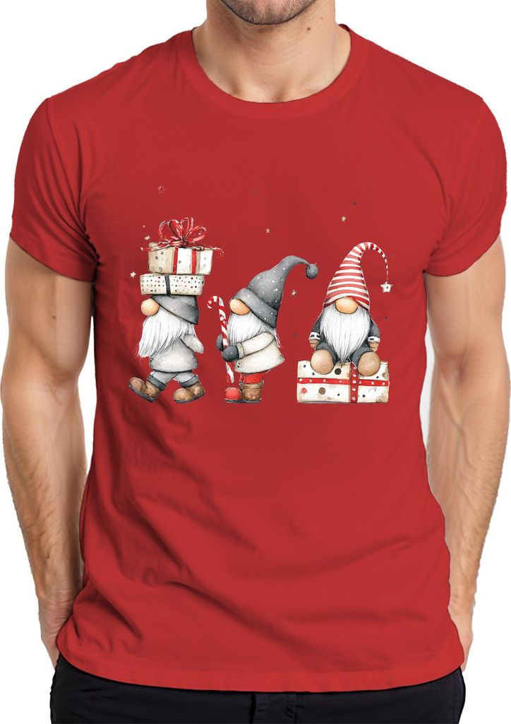 Weihnachtswichtel Skandinavisch niedlich Geschenk Weihnachten Herren T-Shirt, Rot, 3XL