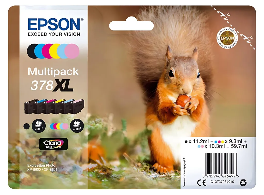 Epson 378XL Multipack 6 Couleurs - Encre Haute Capacité Claria Photo HD