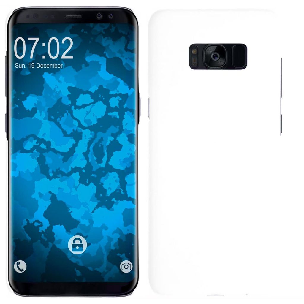 PhoneNatic Case kompatibel mit Samsung Galaxy S8 Plus - Hülle weiß gummiert Hard-case + flexible Folie