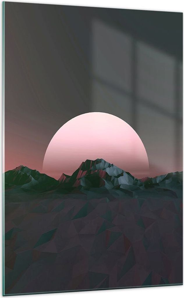 Bilder auf glas - Einteilig - Landschaft Berge Sonne - 70x100cm - Glasbilder - Wandbilder - Bilder - zum Aufhängen bereit - Wanddekoration aus Gla...