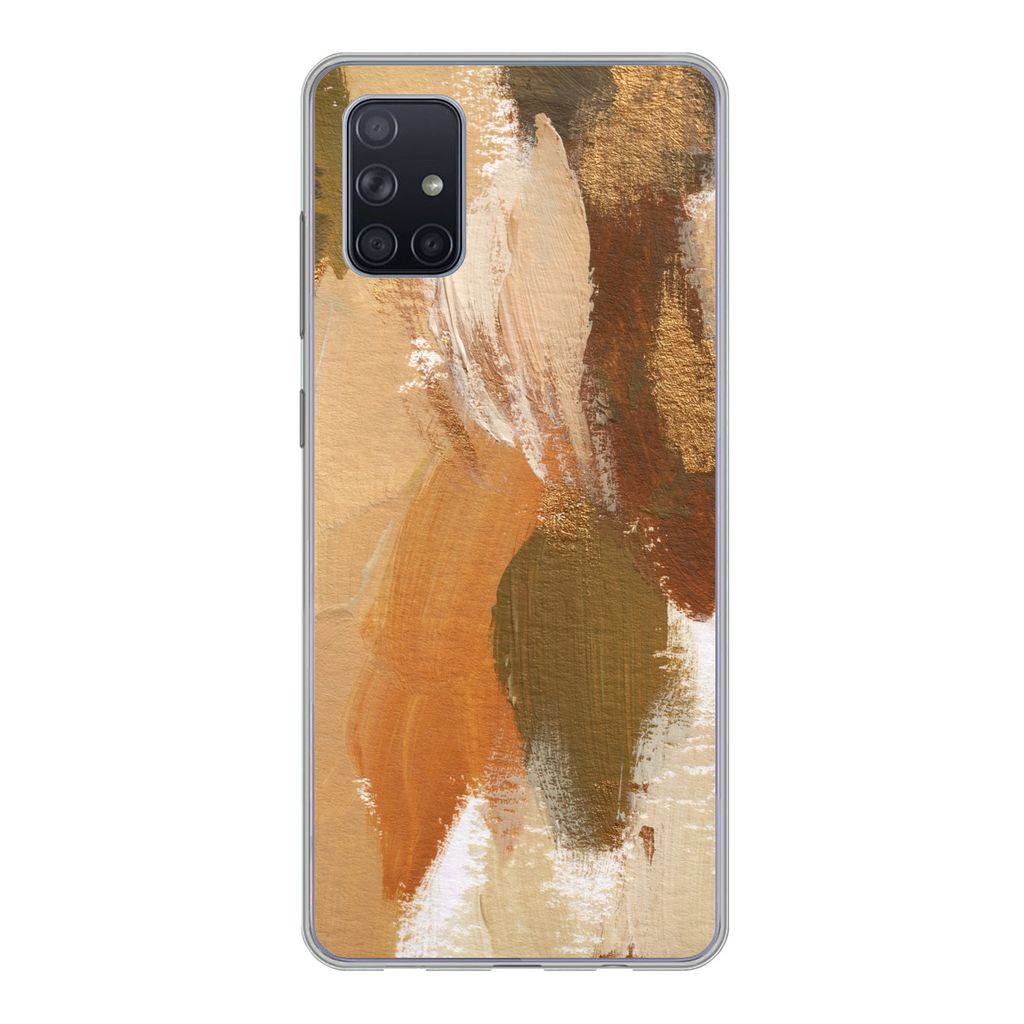 MuchoWow Handyhülle Schutzhülle Hülle für Samsung Galaxy A71 Farbe - Orange - Grün Silikon Softcase Handy Hülle - Kartenbesitzer