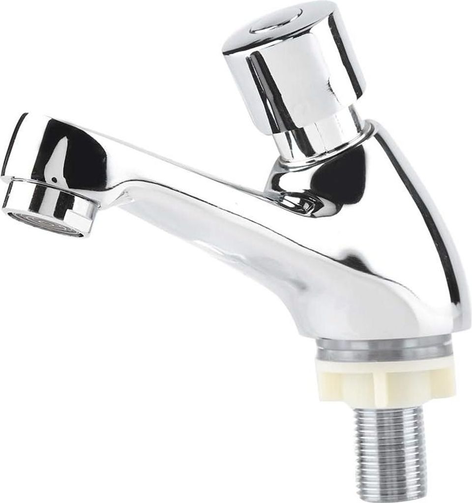 Verchromter Waschbeckenarmatur für öffentliche Küchen und Badezimmer - Rostfrei, Selbstschließend, Wassersparend, Zeitverzögerung, Armatur