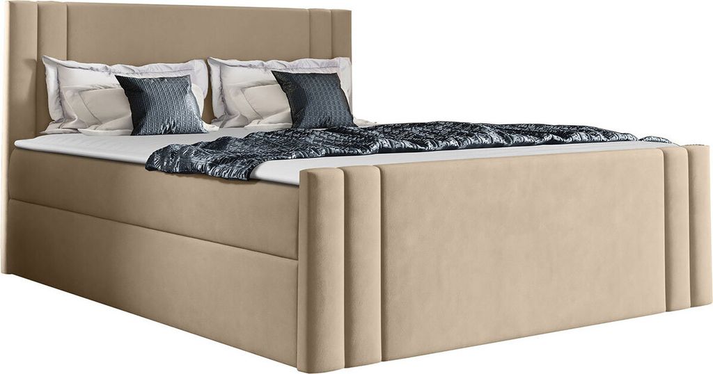 MIRJAN24 Boxspringbett Carmen, Stilvoll Doppelbett mit zwei Bettkästen, Schlafzimmer Ehebett (Amor Velvet 4304, Größe: 180x200 cm)