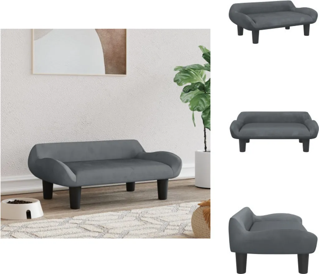 Letto Morbido vidaXL per Cani Velluto Grigio Scuro 70 cm