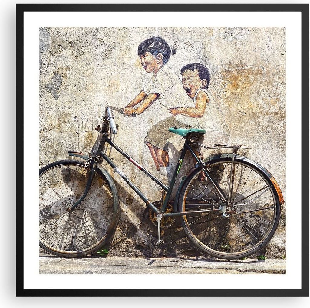 Gerahmtes Poster - Schwarzer Rahmen - Graffiti modern - 60x60 cm - Wand Bild - Wanddeko - Wandbilder - Kunstposter - Wandposter - Bilderrahmen - Bi...