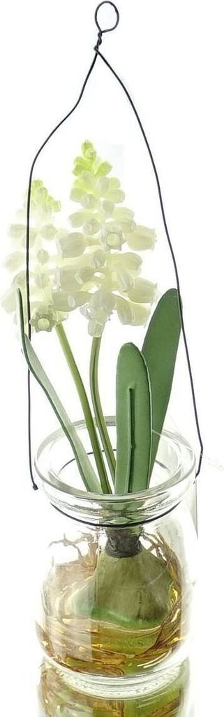 GASPER Traubenhyazinthe - Muscari Weiß im Glas 22 cm - Kunstblumen