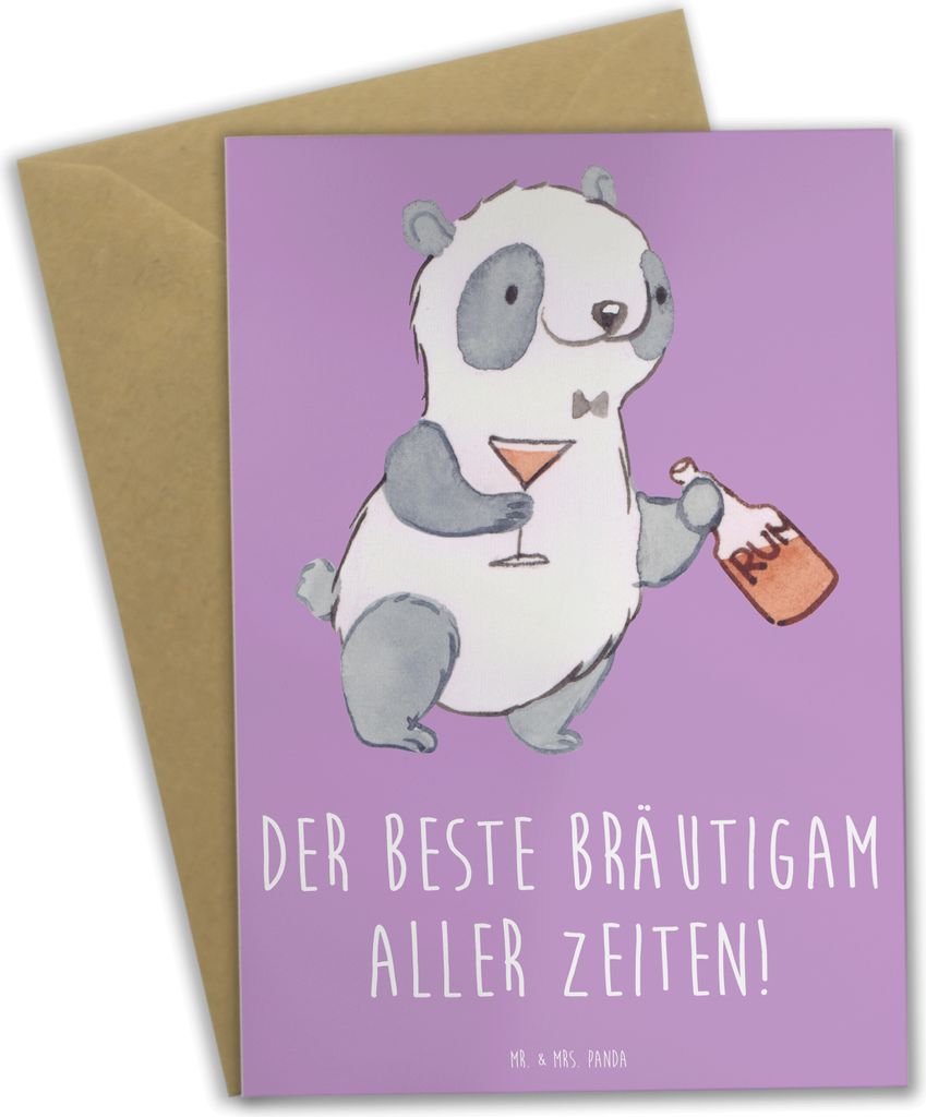 Mr. & Mrs. Panda Grußkarte Bester Bräutigam - Lavendeltraum - Geschenk, zauberhafte Welt, osterkarte, Heiraten, glückwunschkarten, Hochzeitsdeko...