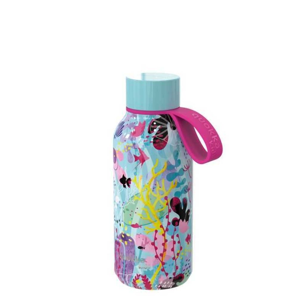 Quokka Kids Solid, Edelstahlflasche / Thermoskanne mit Schleife Unterwasser, 330ml, 40148