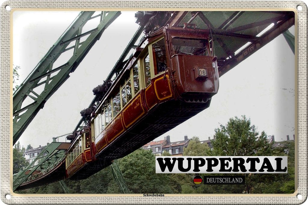 Blechschild Städte Wuppertal Deutschland Schwebebahn 18x12cm