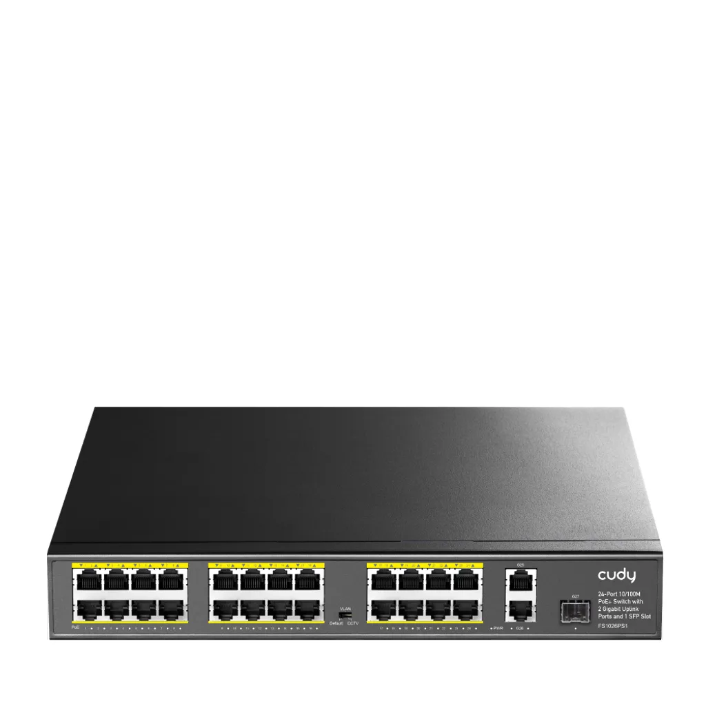 Switch Ethernet PoE+ 26 Ports pour Vidéosurveillance et Montage Rack 19