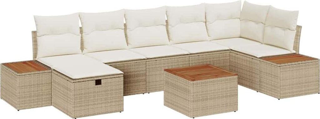 "2026 Aktion" Garten-Sofa-Set - Balkonmöbel/Loungeset - elegantes Design - mit Kissen 8 pcs Beige Poly Rattan - 55x62x69cm - Gartensofas NeuMöbel...