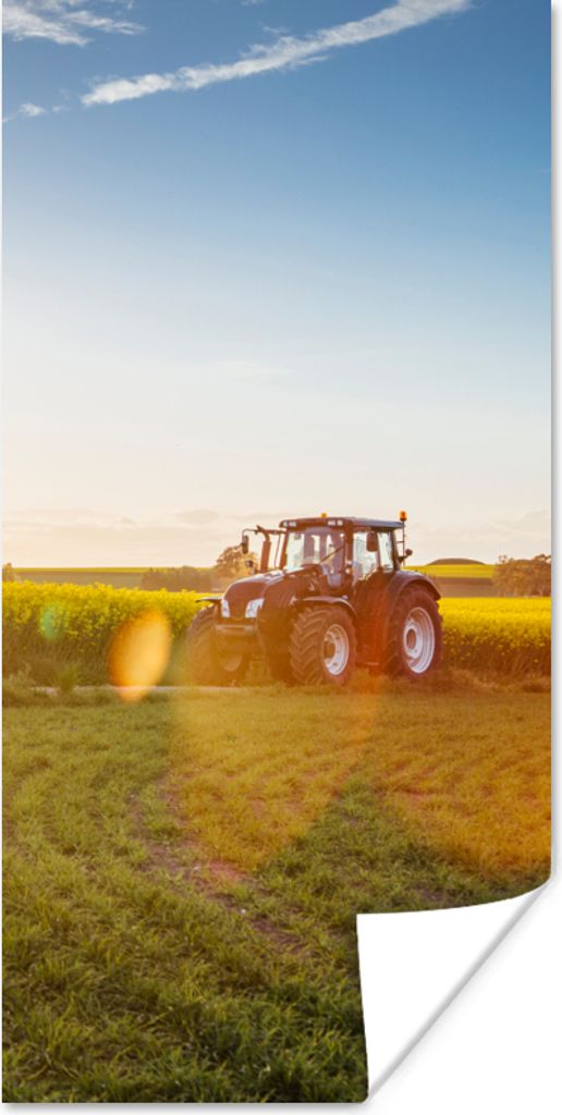 MuchoWow Poster Traktor - Gras - Sonnenuntergang 40x80 cm - Dekoration