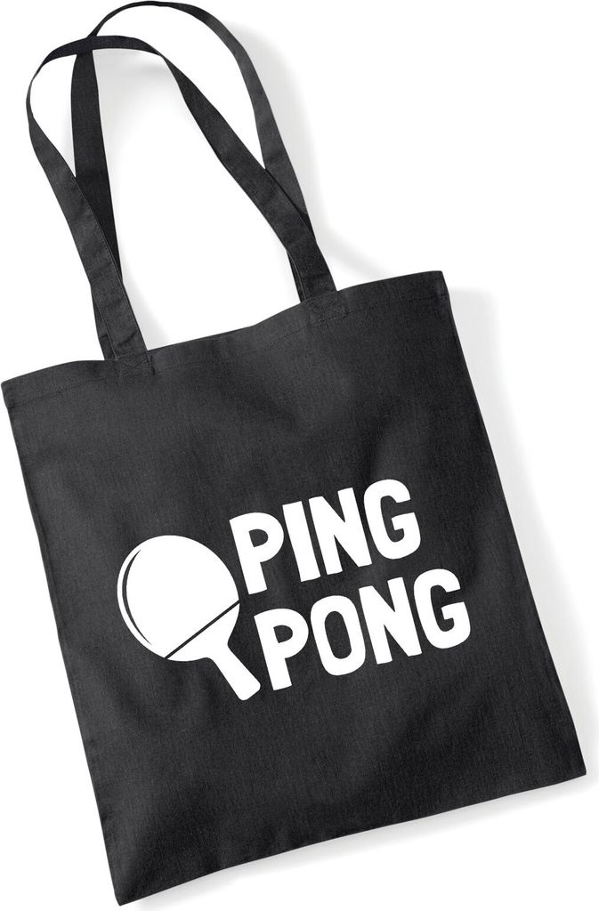 Huuraa Jutebeutel Ping Pong Tischtennis 10 Liter Black Baumwolle Tasche Geschenkidee
