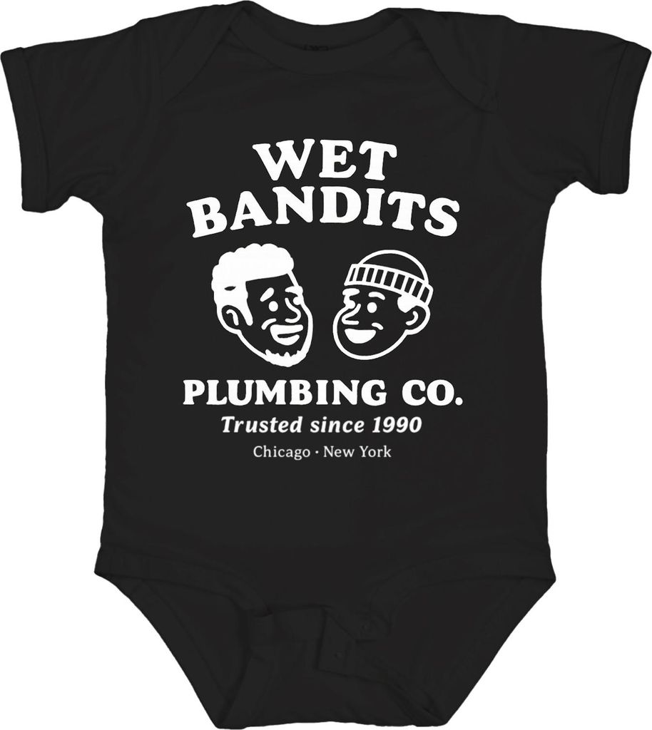 WET BANDITS PLUMBING CO Trusted since 1990 Klempner Harry Marv Unisex Baby Body, Schwarz, 12/18