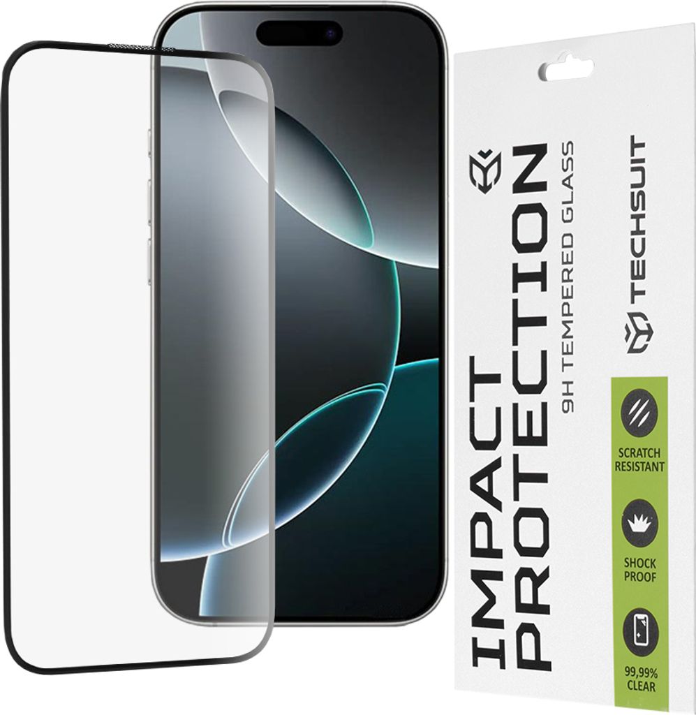 Techsuit Full Cover Impact Protection Displayschutzfolie für Apple iPhone 16 Pro - Schwarz