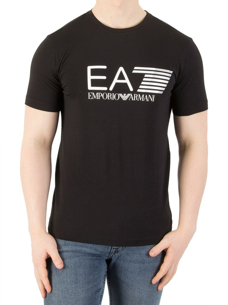 EA7 Herren Grafisches T-Shirt, Schwarz Medium