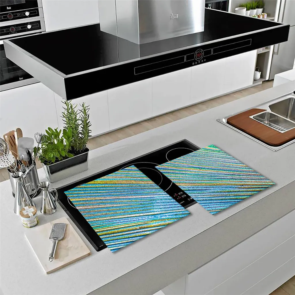 Set 2 Copri Piano Cottura 40x52 cm Astratto | Paraspruzzi Lavabile - 12