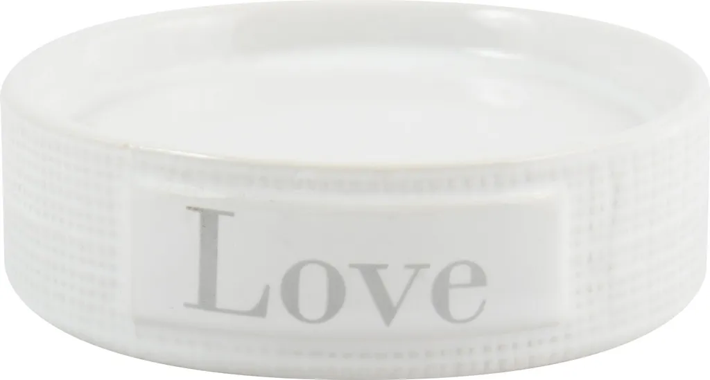 Portasapone Ceramica Love Bianco MSV - Accessorio Bagno Design Shabby