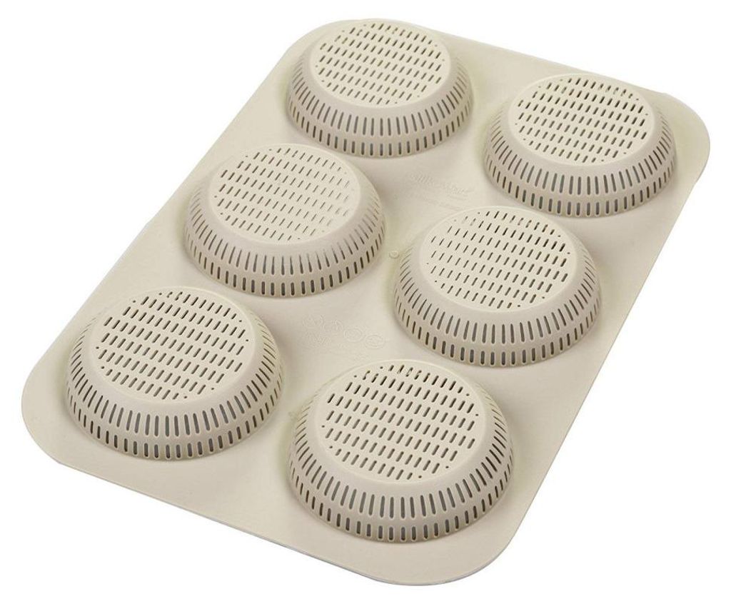 Silikomart Silikon Backform für Hamburger-Brötchen, 6 Kavitäten, Ø80 H20 mm, antihaftbeschichtet, Italy