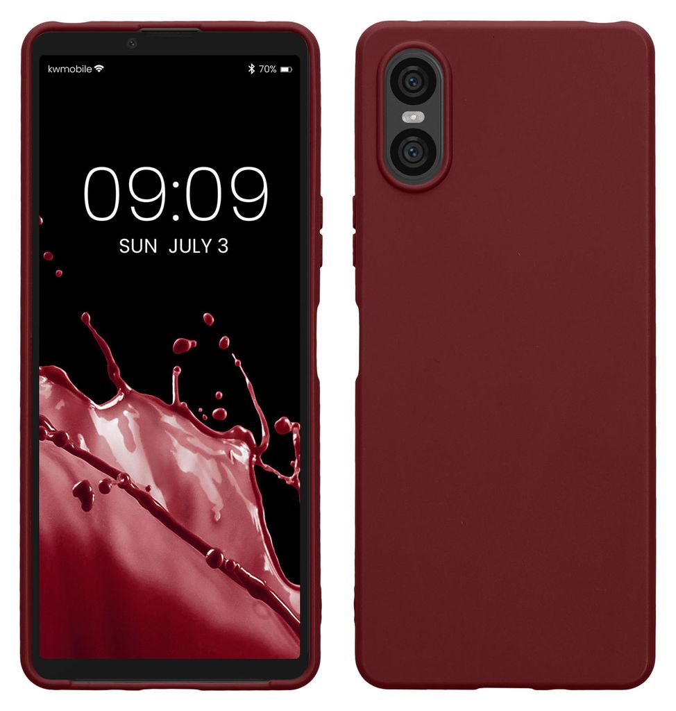 kwmobile Handyhülle für Sony Xperia 10 VI Hülle - TPU Case - Kabelloses Laden - Schutzhülle Cover in Bordeaux Violett