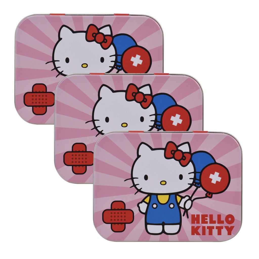 3x Home-Flair Hello Kitty Rosa Kinder Pflaster-Box mit 24 Produktbild 