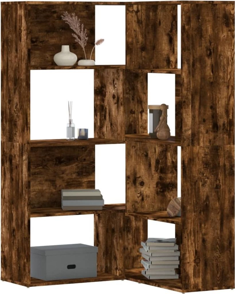 Maison Exclusive - Eck-Bücherregal 4 Etagen Räuchereiche 85x85x140cm Holzwerkstoff