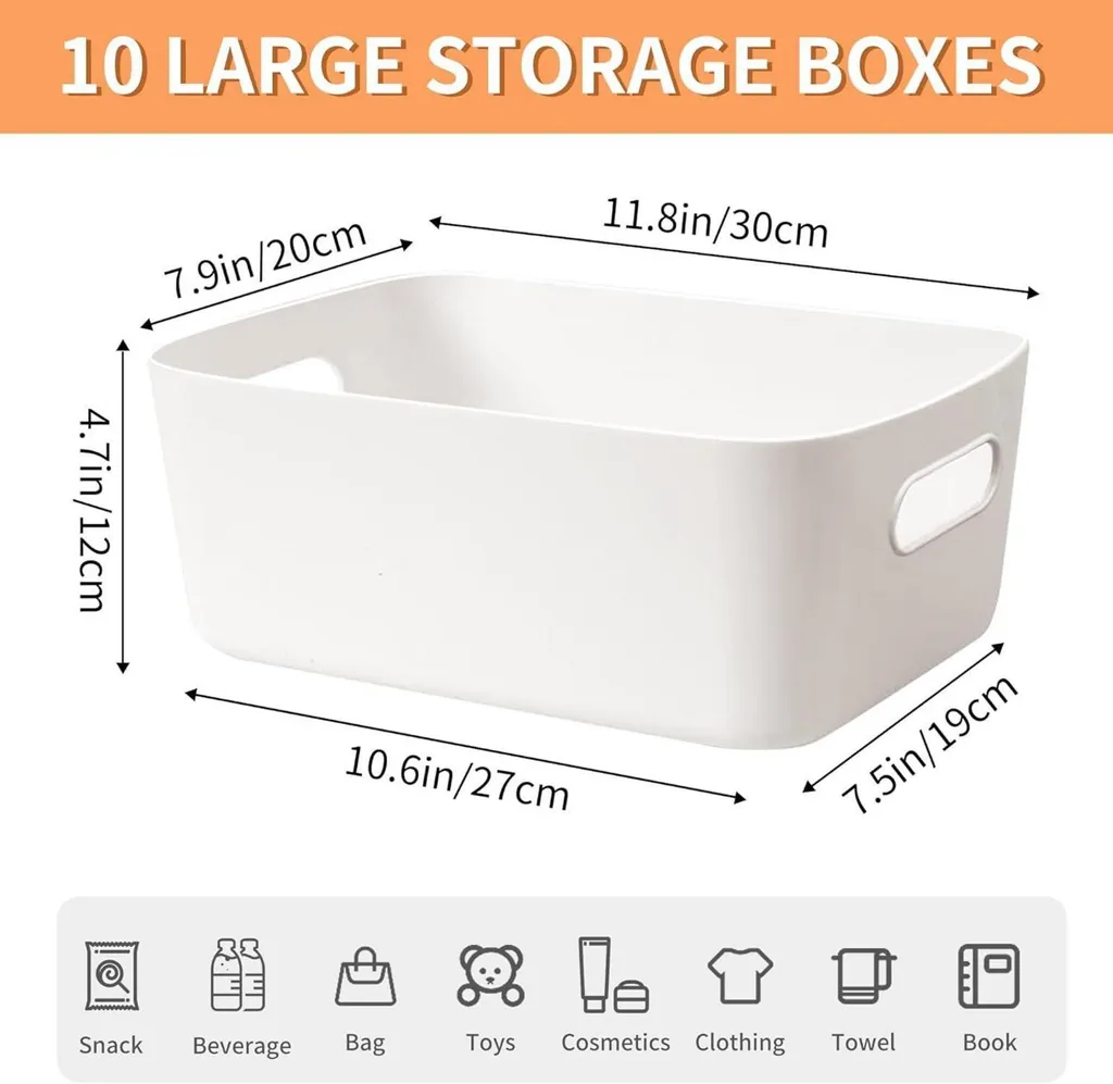 Boîte de Rangement Plastique Rigide 30 cm - Pack de 10 Empilables - 2