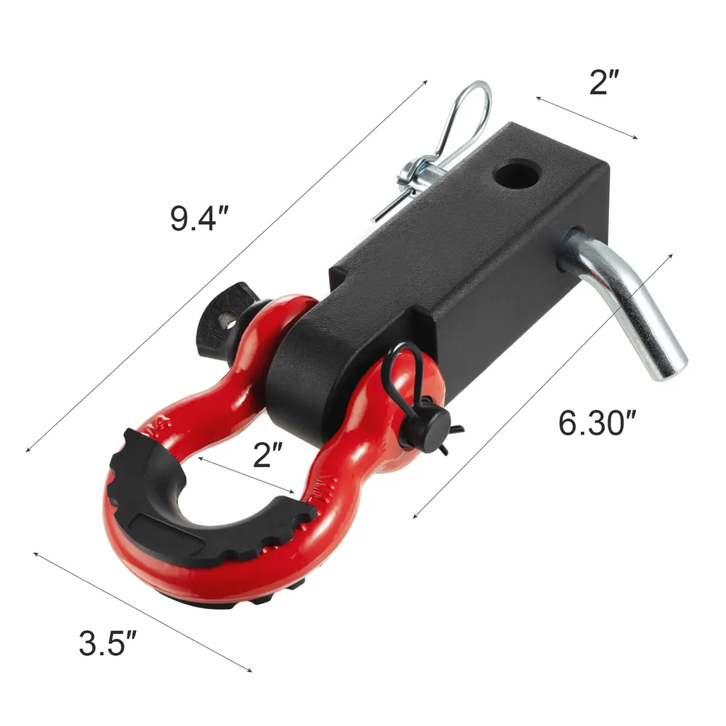 SucceBuy gancio di traino con grillo, compatibile con il gancio di traino da 2 pollici, resistenza alla rottura di 52.900 libbre, anello a D con perno di bloccaggio del gancio di traino, per uso gravoso per camion, jeep durante il recupero - 8
