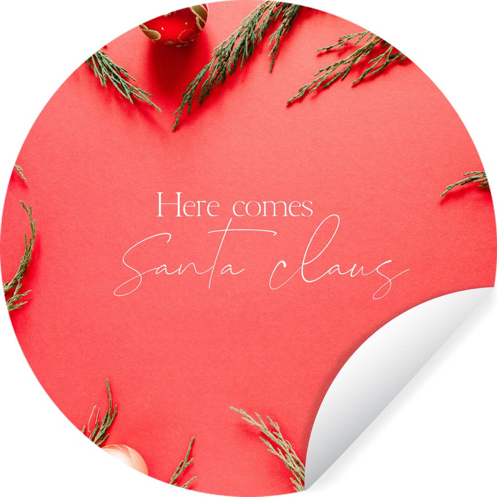 MuchoWow Runde Wandtattoo - Wandsticker Tapete Aufkleber Weihnachten - Rot - Zitat Ø 50 cm Selbstklebend und Repositionierbar - Wandaufkleber - ...
